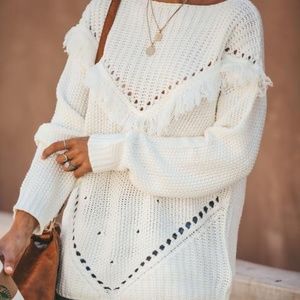 NWOT Love Tyrant Fringe Sweater